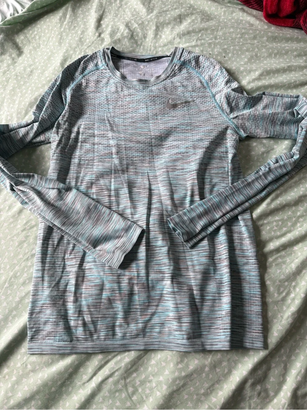 Nike Long Sleeve Performance Top in Heather Blue and Gray